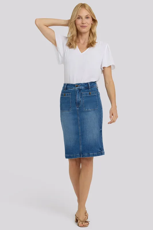High Rise Denim Skirt - Wild River