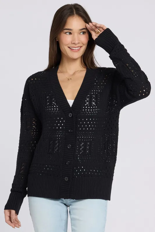 Pointelle Cardigan - Black