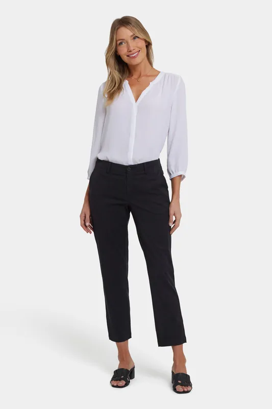 Easy-Fit Ankle Trouser Pants - Black