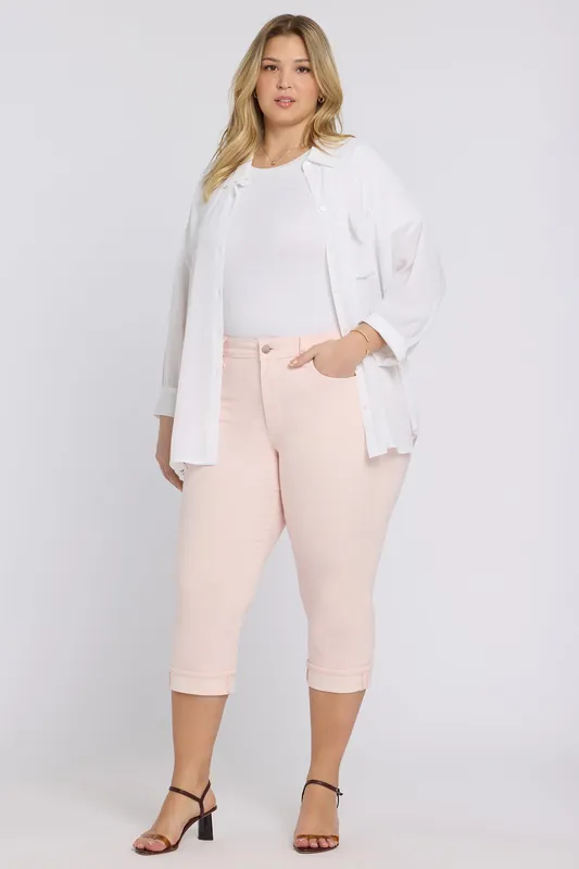 Marilyn Straight Crop Jeans In Plus Size - Pink Dogwood