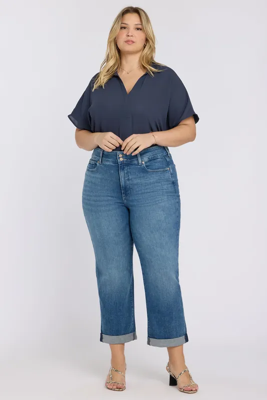 Bailey Relaxed Straight Crop Jeans In Plus Size - Breezy Palms
