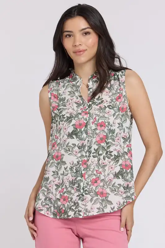 Sleeveless Ruffle Neck Blouse - Primrose Garden