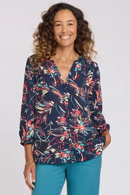 Pintuck Blouse - Blooming Potpourri