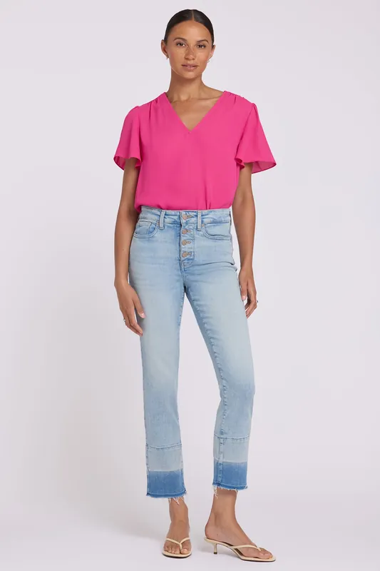 Sheri Slim Straight Ankle Jeans - Oasis Sand
